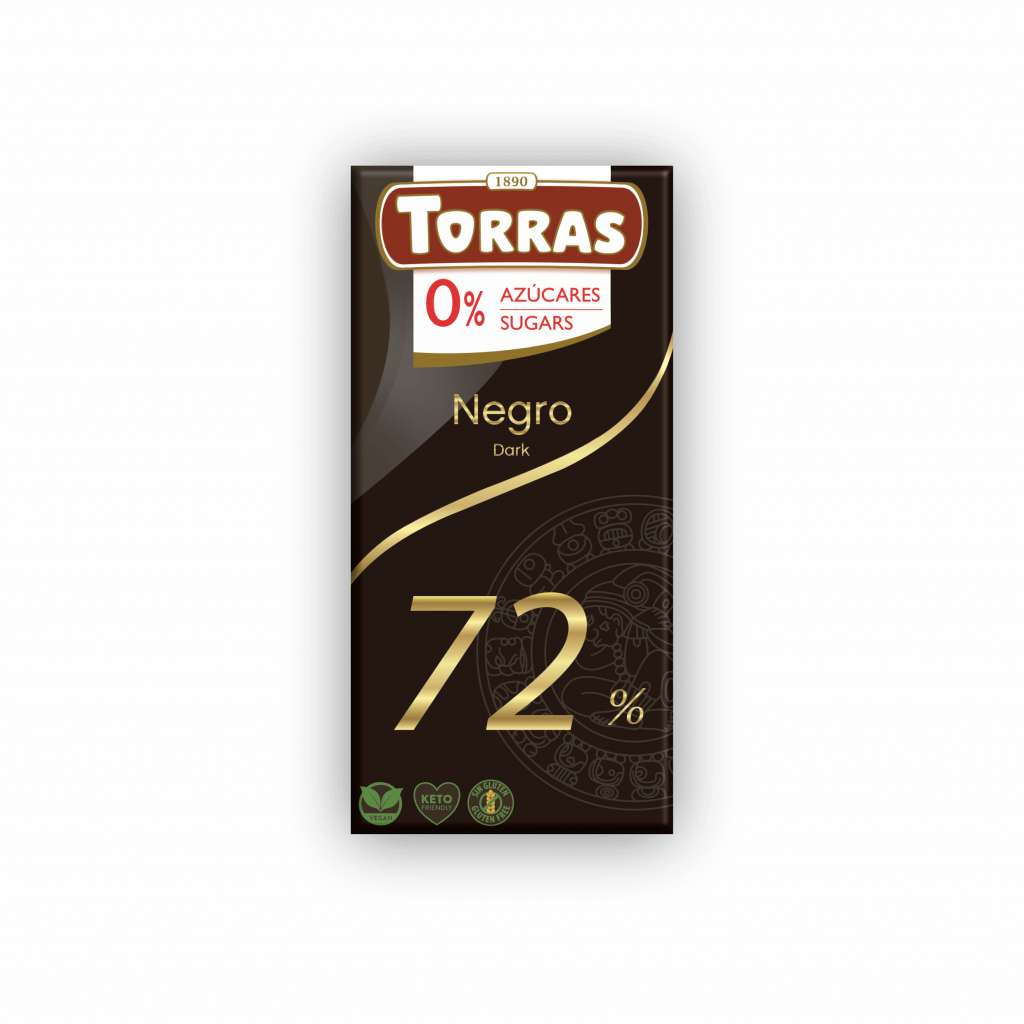 Tumšā šokolāde Torras 72% bez cukura, 100 g