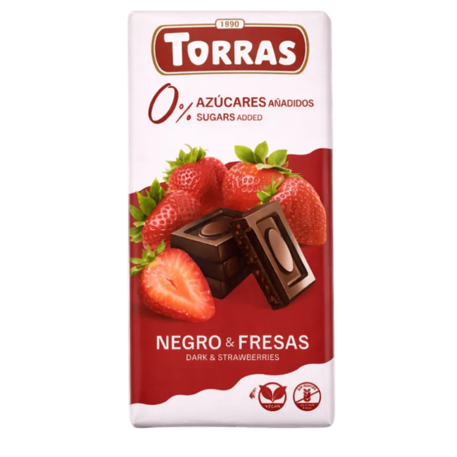 JAUNUMS:Tumšā šokolāde Torras Classic ar zemeni bez pievienota cukura 75g