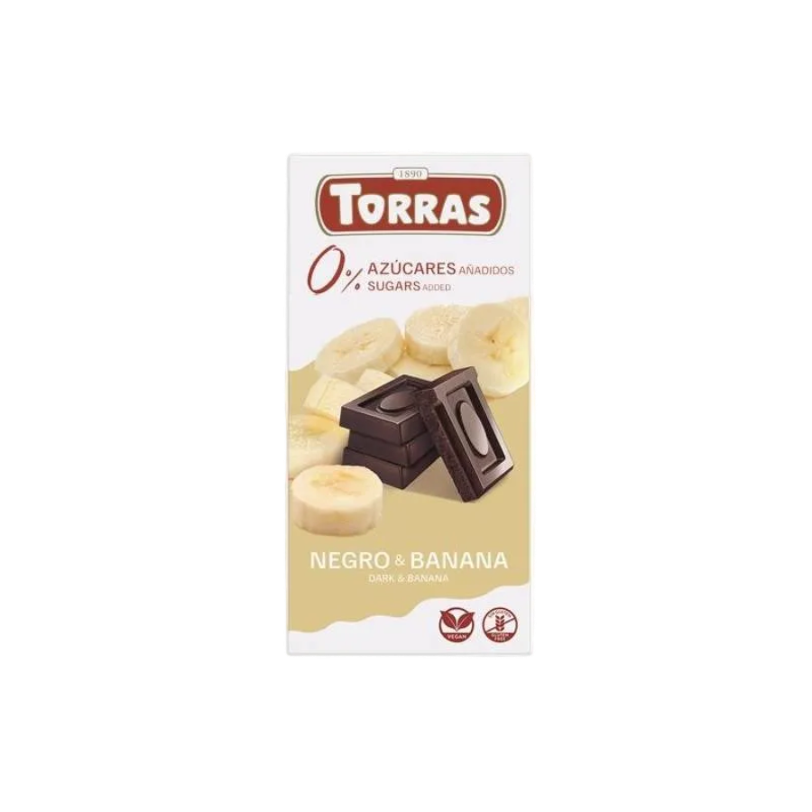 JAUNUMS:Tumšā šokolāde Torras Classic ar banānu bez pievienota cukura 75g